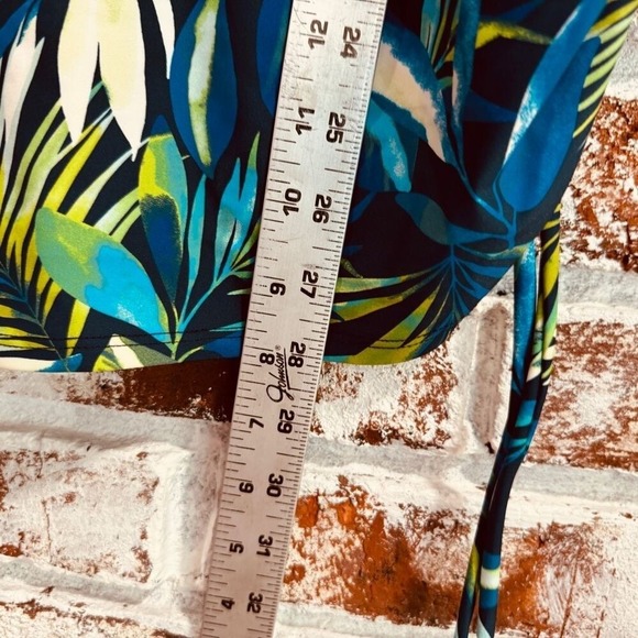 Swimsuits for all Side-Tie Adjustable Tankini Top Blue Green Tropical Pattern 24 - Picture 9 of 16